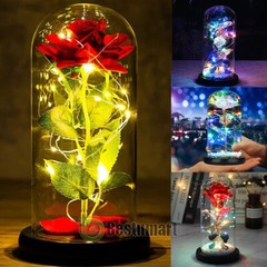 Eternal Forever Galaxy Rose Flower In Glass Dome LED Light Valentine’s Day Gift