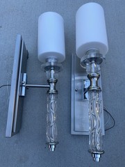 LOT OF 2 PIECES UTTERMOST CAMPANIA 1 LIGHT CARVED GLASS SCONCES (22486)
