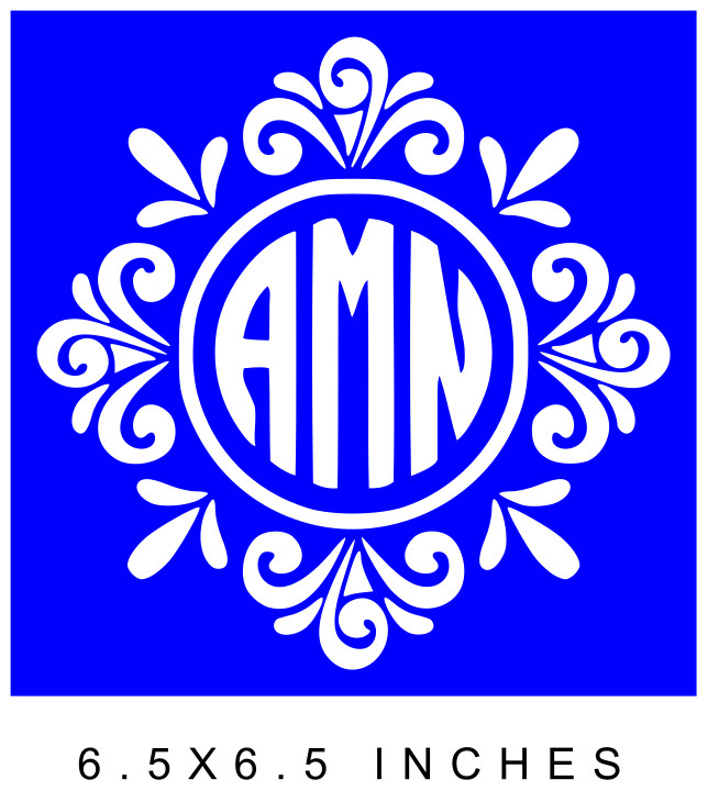 FLOURISHED MONOGRAM NAME INITIALS CUSTOM VINYL DECAL 8″ GLASS BLOCK DIY CRAFTS
