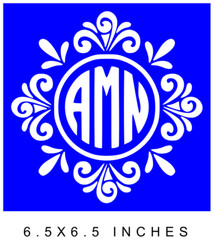 FLOURISHED MONOGRAM NAME INITIALS CUSTOM VINYL DECAL 8″ GLASS BLOCK DIY CRAFTS