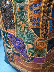 VTG Indian Embroidered Patchwork Wall Hanging Beads Sequin Mirror Work 82″ x 64″