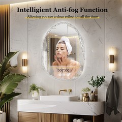 LUVODI Irregular LED Bathroom Mirror Anti-fog Three Colors Wall Vanity Mirror US