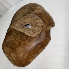 Live Edge Burl Wood Bowl Natural Root Centerpiece Hand Carved Organic Teak 16”