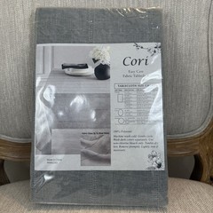 Cori Easy Care Fabric Tablecloth 60″ x 104″ Oblong solid gray color elegant