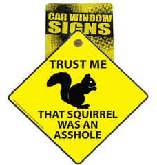 SQUIRREL was an AS#HO%E Plastic Car Window Suction Cup Decal Sign – Made in USA