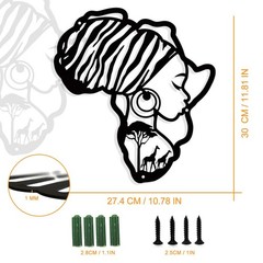 Africa Map Metal Wall Art Decor, Matte Style Wall Hanging Decor Silhouette Wa…