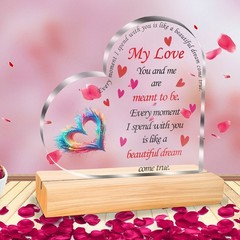 Heart Acrylic Plaque Colorful Art Heart Petal Romantic Love Quote Couple Gift