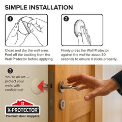 X-Protector Door Stoppers for Wall – 4 PCS, 3.15″ – Self-Stick Door Knob Wall…