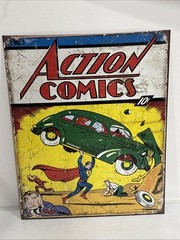 Superman Action Comics No. 1 Cover Tin Metal Sign MADE IN USA Comics Wall Art DC