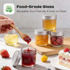 PureRoot 6 Pack Mini Mason Jars 2 oz Glass with Lids, 2 ounces, 2oz-6pcs