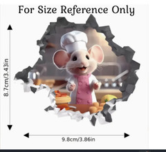 Rat Mouse Hole 5 Cheese Food Wall Sticker Realistic Adhesive Decal Kitchen Room