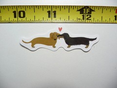 DACHSHUND SMALL STICKER DECAL DATING COUPLE HEART DOG SO PET PRIDE