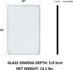 2-Pack Black 24×36″ Rounded Rectangle Bathroom Mirrors – Shatterproof
