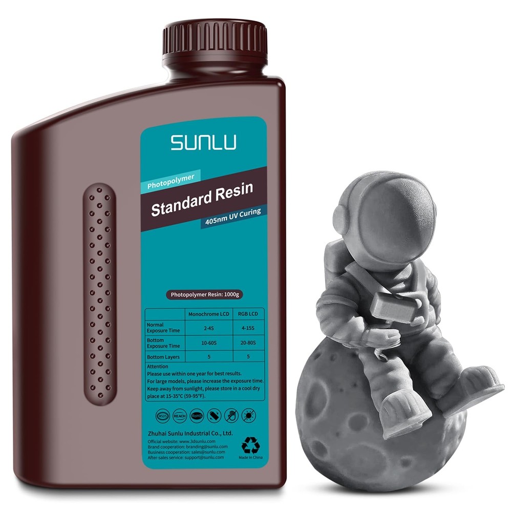 SUNLU 3D Printer Resin 1kg, Fast Curing Standard 3D Resin for LCD DLP SLA 3D Pri