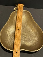 Cast Iron Pear Shaped Large Trinket Dish Decor Bowl Gold Painted 10” New