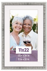 11×22 Frame Silver With White Picture Mat For 11×22 Photo – Silver 13×24 Frame T