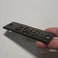 2016 Headstone Monument Date Plate Cast Bronze 1-1/4″ x 4″ Replacemt Yr Scrolls