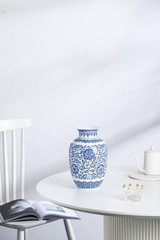 Blue and White Vase, Blue Vases Home Décor, Chinoiserie Vase, Blue and White Por