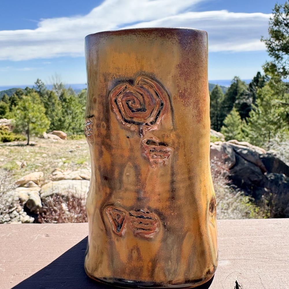 Vintage signed studio pottery vase – earthy organic glaze, 6″
