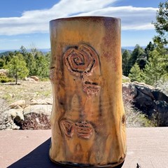 Vintage signed studio pottery vase – earthy organic glaze, 6″