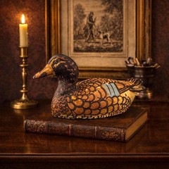 Irish Ceramic Duck Figurine Hand Painted Folk Art Rustic Decorative