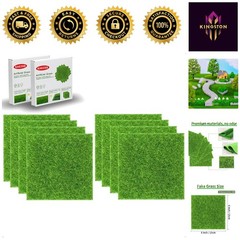 Realistic Green Plastic Grass Squares – 6×6 Inch Tiles for Fairy Garden Crafts