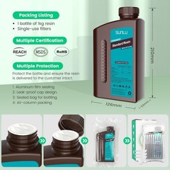 SUNLU 3D Printer Resin, 1kg Fast Curing Standard 3D Resin for LCD DLP SLA Resin