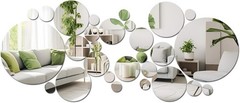 Acrylic Circle Mirror Decals, 32-Pc Removable Wall Sticker Set for Home Decor