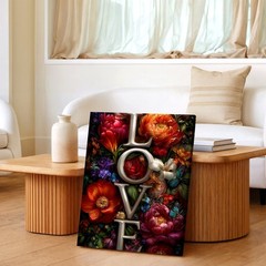 Wall Art Floral LOVE Letter Print Romantic Flower Butterfly Vertical Home Decor