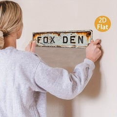 Vintage Fox Den Sign Metal Signs Farmhouse Tin Sign 4×16 Art Wall Hanging Plaque