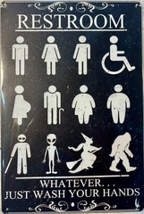 TIN SIGN 8×12 Funny Bathroom Restroom Bigfoot Alien Witch Handicapped Fat DD11