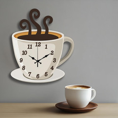Coffee Wall Clock Coffee Cup Non-Ticking Clock Irregular Shape Decorative Wall C