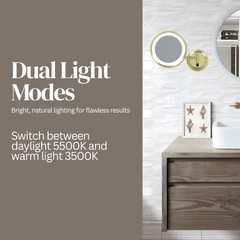 Aptations Kimball & Young Single-Sided LED Round Wall Mirror, Brushed Brass
