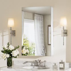 KeonJinn 16 in. W x 26 in. H Rectangular Frameless Aluminum White Recessed or Su