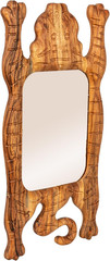 Tibetan Tiger Carved Acacia Wood Wall Mirror – Natural Finish