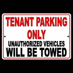Tenant Parking Only Unauthorized Vehicles Will Be Towed Metal Sign/ Magnetic