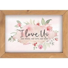 P. Graham Dunn I Love Us Watercolor Floral 10 x 7 Inch Pine Wood Framed Wall Art