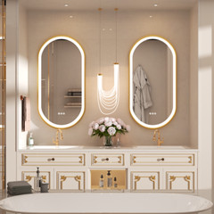 Extra Large Oval Bathroom Mirror LED 3 Color Lights Dimmable Smart Vanity Mirror