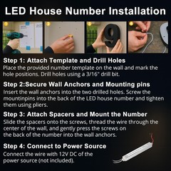 9 Inch Backlit House Numbers for Outside, Stainless Steel, LED Illuminated Ho…
