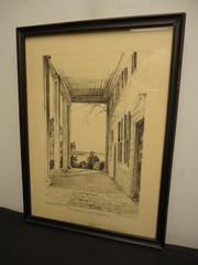 The Piazza at Mt. Vernon, VA 1930 by Elizabeth O’Neill Verner Framed Print