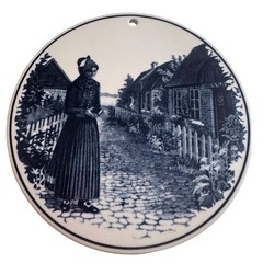 Royal Copenhagen Fano Plate Denmark Fajance Blue White Island Scene