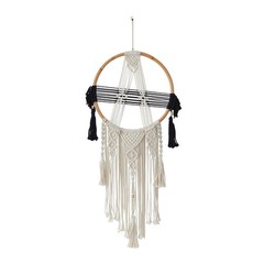 Deco 79 Cotton Macrame Handmade Intricately Weaved Wall Decor with Beaded Fri…