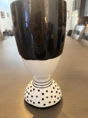 Anthropologie Blushing Face Pot Planter Tall Girl Vase Polka Dots 11 Inches Tall