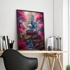 Stone Ancient Buddha Meditation Wall Art | Serene Landscape Canvas Print | Zen H