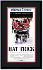 11×22 Newspaper Frame With Black and Red Double Mat