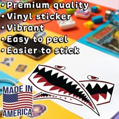 Shark Mouth Teeth Vinyl Decal Set Military Bomber Style Sticker For Auto 8 Inch