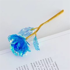 24K Gold Foil Rose Artificial Flower Valentine Gift Wedding Party Decor