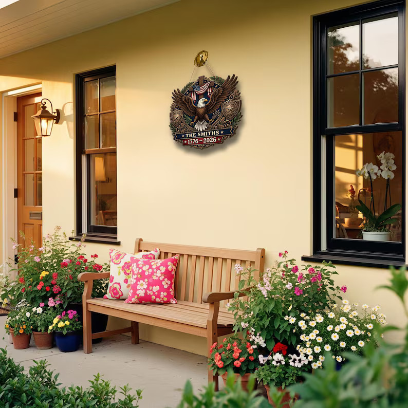 Personalized American Freedom Anniversary Wall Sign with Rope