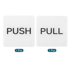 2Pcs Push Pull Door Sign Adhesive Square Acrylic Sticker Marker White