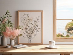 Minimalist Beige Botanical Wall Art, Japandi Scandinavian Floral Line Poster